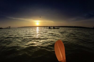 Kayaking to the Black Devil Snail Sandbar Island in Paravur Lake near Varkala - Paddle out: 20 to 30 minutes that teach you control without stress